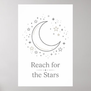 Póster Estético de la Luna para Alcanzar las Estre