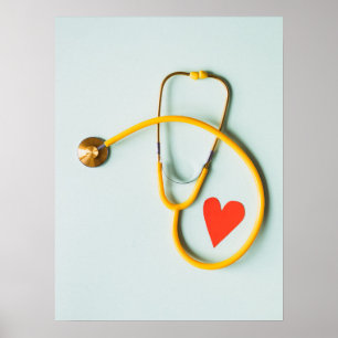 Póster Estetioscopio con diseño médico Heart Simple