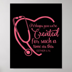 Póster Esther 4-14 Enfermeras Stethoscope Biblia Christia
