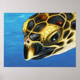 Póster Estilizada tortuga marina Hawksbill