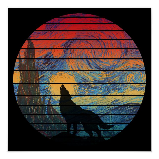 PÓSTER ESTILO ABSTRACTO AULLIDO DE LOBO (Anverso)