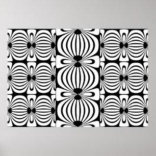 Póster estilo abstracto floración negro y blanco 3