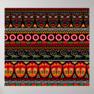 Póster Estilo Africano: Decorativo Patrón Delicioso.