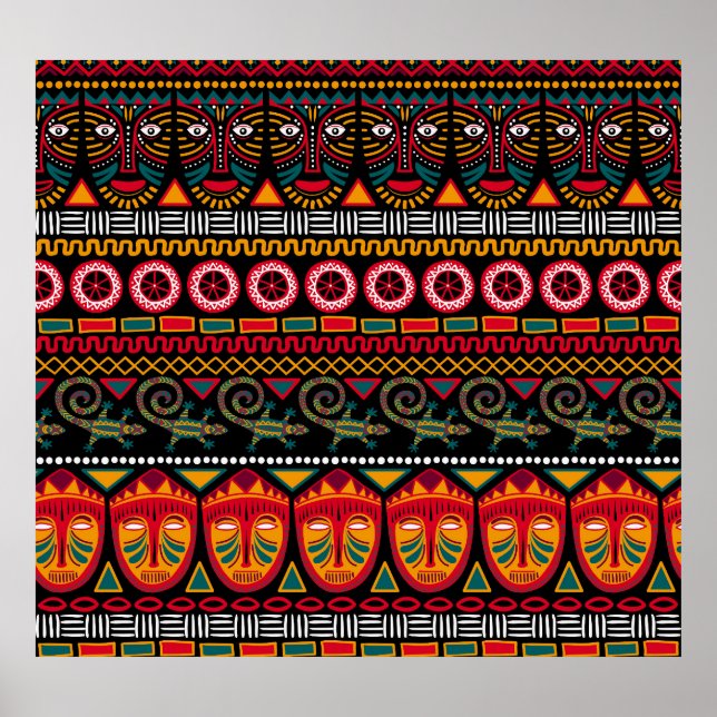 Póster Estilo Africano: Decorativo Patrón Delicioso. (Frente)