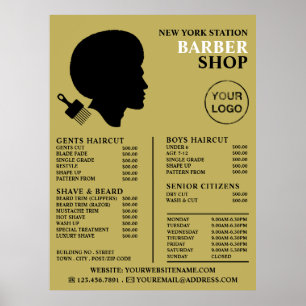 Póster Estilo Afro, Lista de Precios de Barbers para Homb