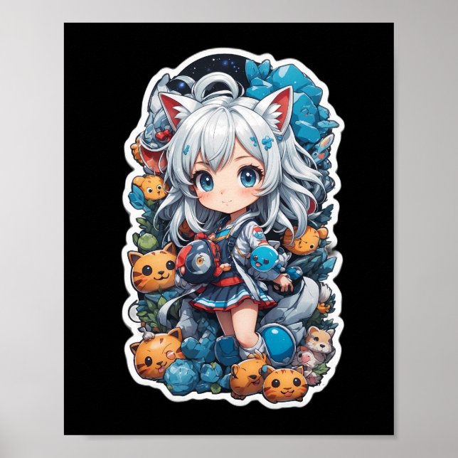 Póster Estilo anime lindo (Frente)