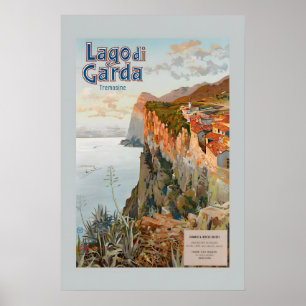 Póster Estilo Antiguo Viaje Italiano Lago de Garda Italia