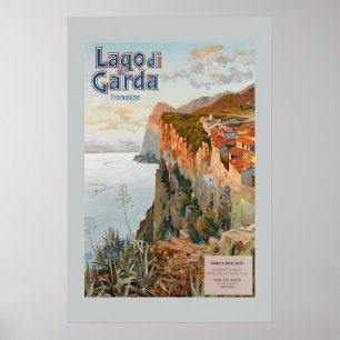 Póster Estilo Antiguo Viaje Italiano Lago de Garda Italia