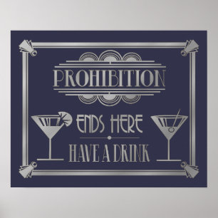 Póster Estilo Art Deco 20 "Bar de cócteles signo SILVER