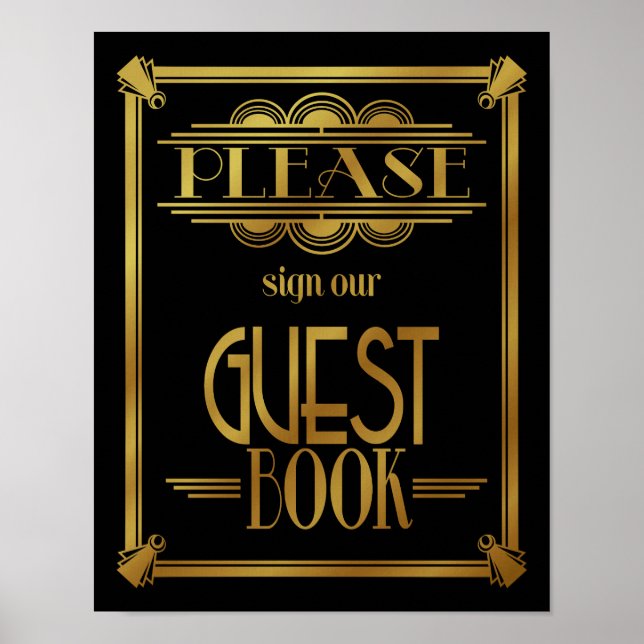 Póster Estilo Art Deco 20's "guest book" print GOLD (Frente)