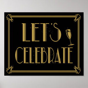 Póster Estilo Art Deco de los años 20 Celebremos la impre