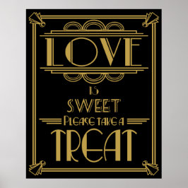 Póster Estilo Art Deco Gatsby "El amor es dulce"
