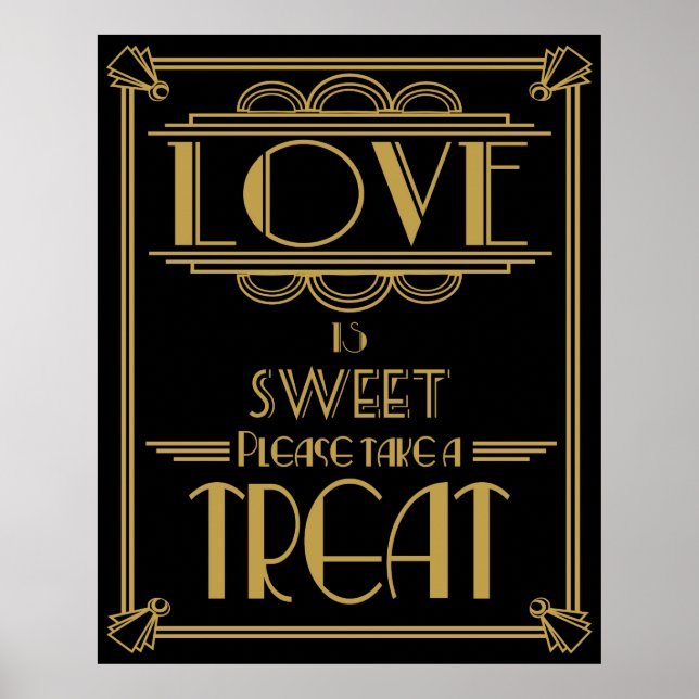 Póster Estilo Art Deco Gatsby "El amor es dulce" (Frente)