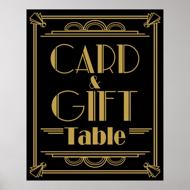 Póster Estilo Art Deco Gatsby Regalo y tarjeta boda de me (Frente)