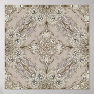 Póster Estilo Art Deco Glamoroso Vintage Gris Beige