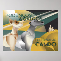 Estilo Art Deco Vintage de Podenco y Galgo
