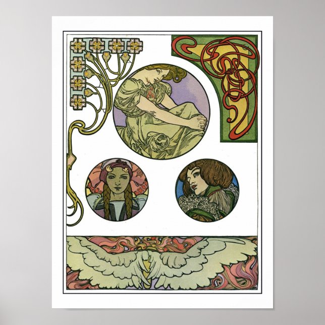 Póster Estilo Art Nouveau, mucha (Frente)