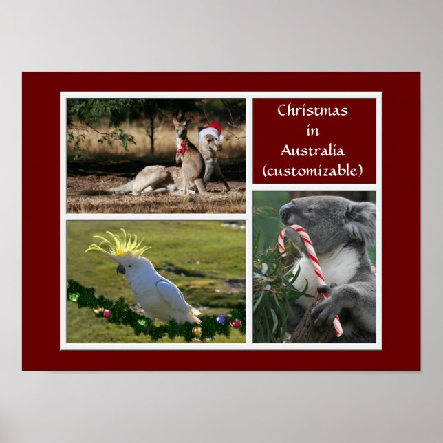 Póster Estilo australiano de los animales del navidad - (Frente)