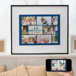 Póster Estilo azul masonry de Collage de fotos familiar<br><div class="desc">Crea tu propio collage de fotos al estilo de la mampostería en un poster azul clásico, al que puedes añadir un marco si lo deseas. La plantilla de fotos está preparada para que puedas mostrar 9 de tus fotos familiares favoritas. Sus fotos se mostrarán automáticamente en un diseño de rejilla...</div>