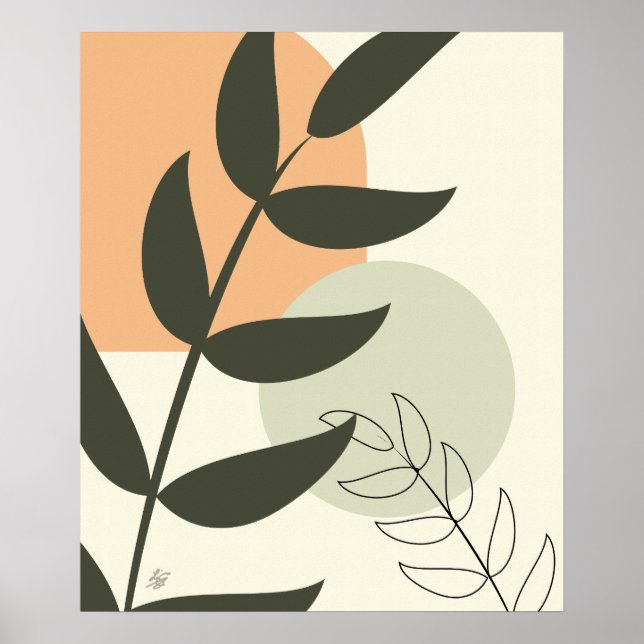 Póster Estilo boho hoja abstracta (Frente)