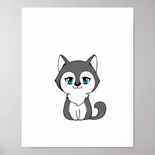 Póster Estilo Chibi Gris Wolf