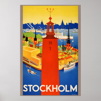 Póster Estilo Clásico Vintage Sueco Stockholm 1936