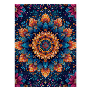 Póster Estilo de arte digital de flor de mandala-23907