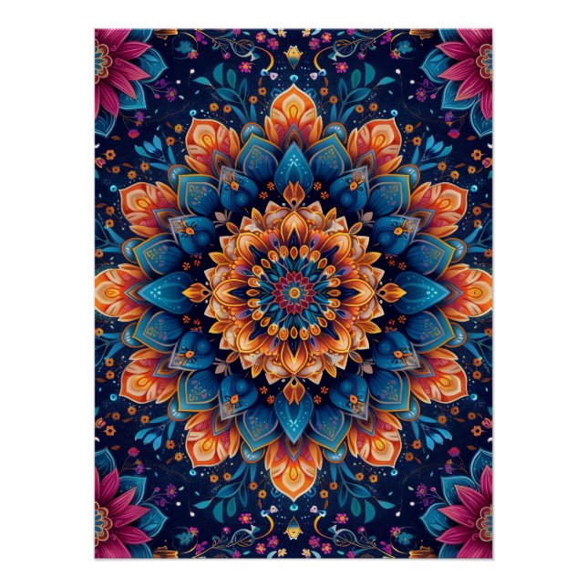 Póster Estilo de arte digital de flor de mandala-23907 (Anverso)
