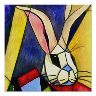 Póster Estilo de arte geométrico de abstracto de conejo l