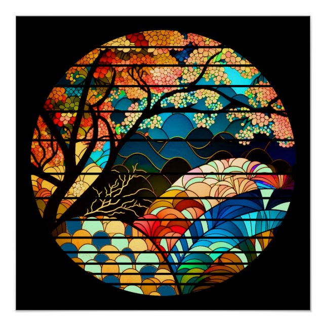 PÓSTER ESTILO DE ARTE JAPONÉS BOSQUE MODERNO (Anverso)