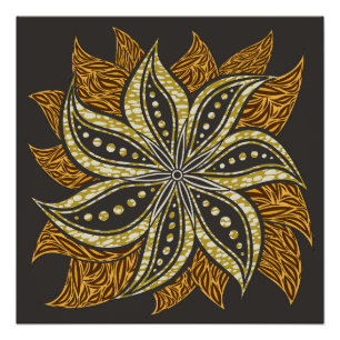 Póster Estilo de Batik Floral Resumen Africano