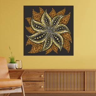 Póster Estilo de Batik Floral Resumen Africano