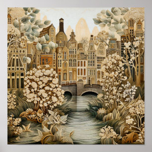Póster Estilo de cosecha de Amsterdam Holanda
