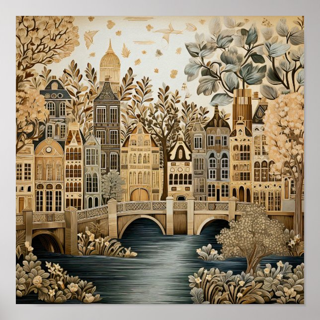 Póster Estilo de cosecha de Amsterdam Holanda (Frente)