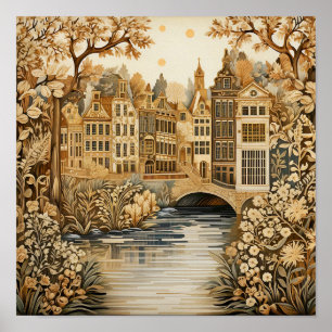 Póster Estilo de cosecha de Amsterdam Holanda