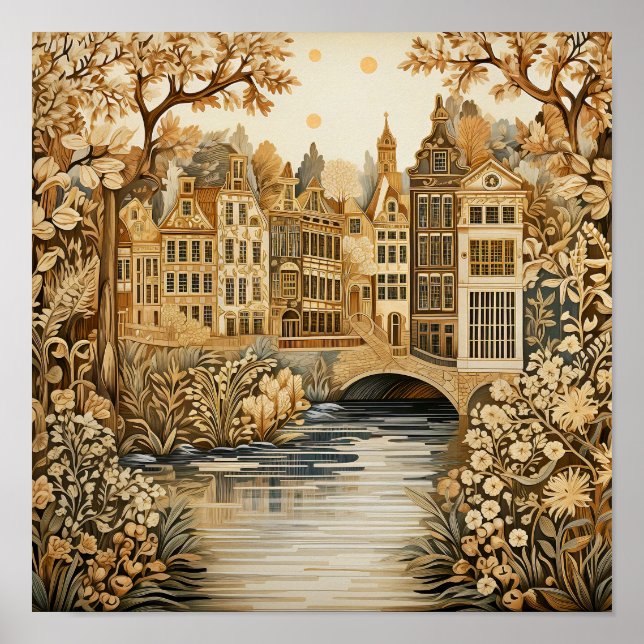 Póster Estilo de cosecha de Amsterdam Holanda (Frente)