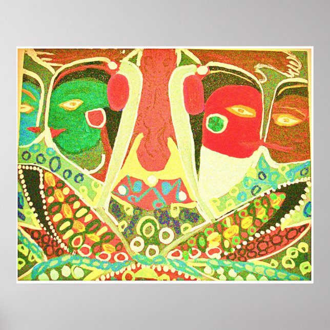 Póster Estilo de cueva - Pintura de amor tribal (Frente)