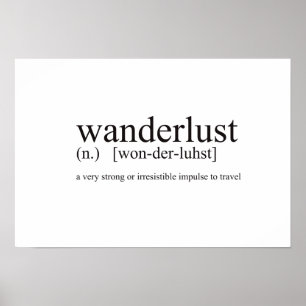 Póster Estilo de diccionario de tipografía de Wanderlust 