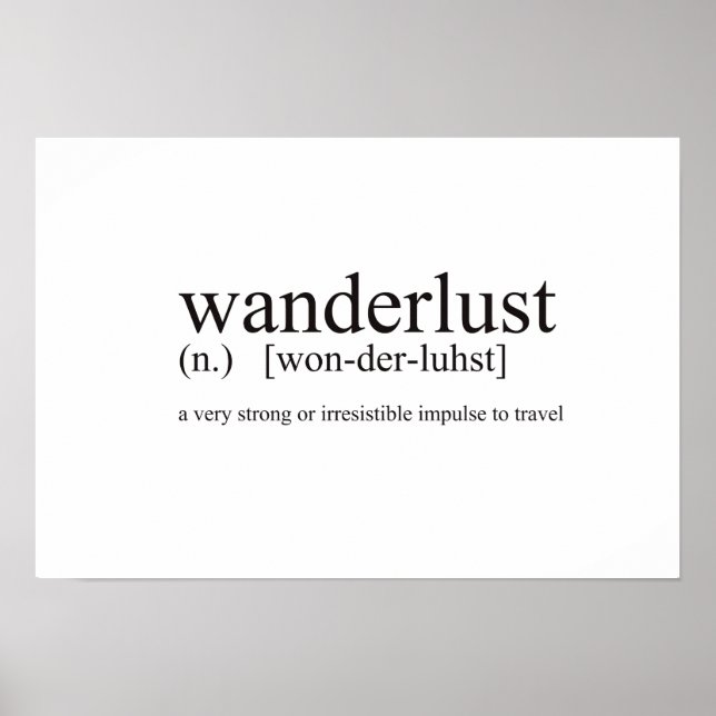 Póster Estilo de diccionario de tipografía de Wanderlust  (Frente)