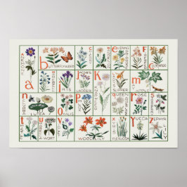 Póster Estilo de época Flor silvestre Alphabet Floral Nur