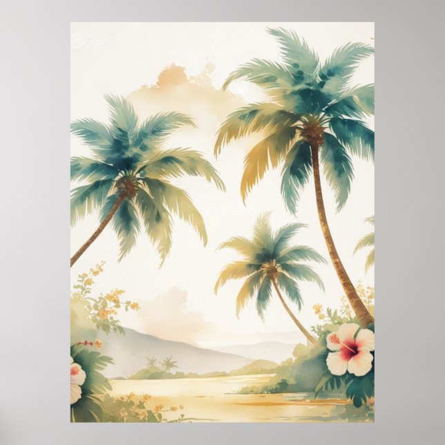 Póster Estilo de época Hawai Viajes Honolulu (Frente)