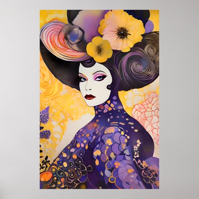 Póster Estilo de klimt de reina de arrastre espléndido (Frente)