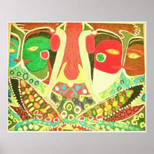 Póster Estilo de la cueva - pintura tribal del amor