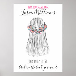 Póster Estilo de la flor estilo pedernal Boho Hair Stylis