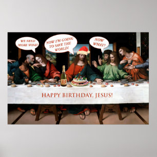 Póster Estilo de los tebeos de Jesús del feliz cumpleaños