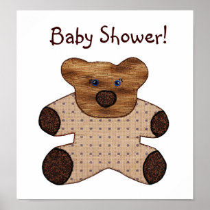 Póster Estilo de país lindo Teddy Bear Baby Shower
