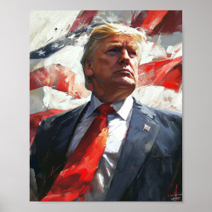 Póster Estilo de pintura al óleo heroico de Donald Trump