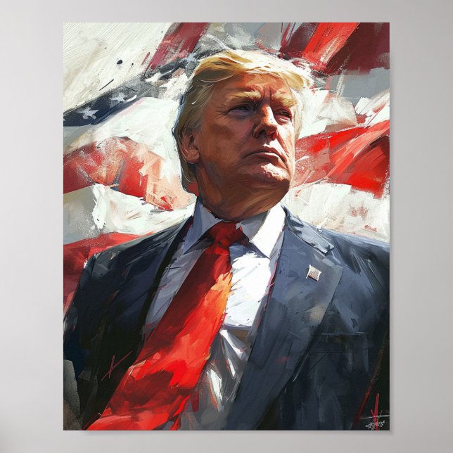 Póster Estilo de pintura al óleo heroico de Donald Trump  (Frente)
