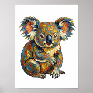 Póster Estilo de pintura al óleo vibrante koala impasto c