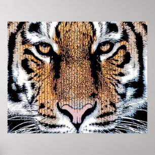Póster Estilo de prensa gráfico de retrato de tigres salv